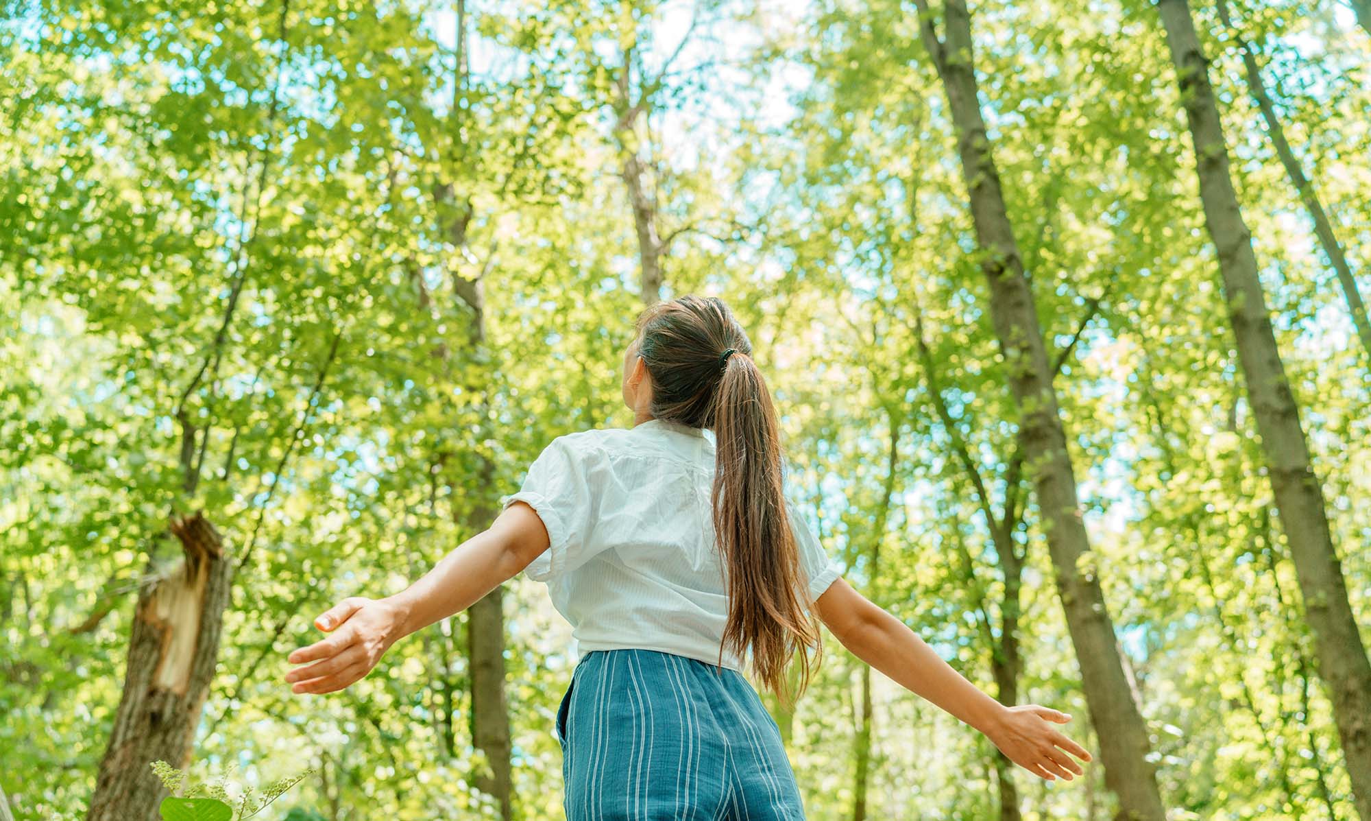 Enjoying a gratitude walk in nature, embracing simple daily blessings.